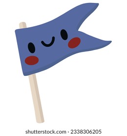 Vector hand drawn cartoon illustration cute happy flag with face back to school