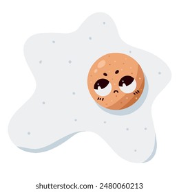 Vector hand drawn cartoon illustration cute sad fried egg good morning breakfast