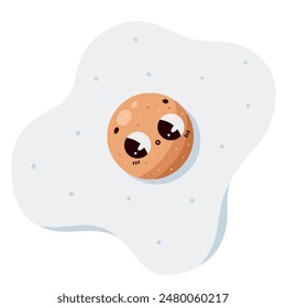 Vector hand drawn cartoon illustration cute fried egg good morning breakfast
