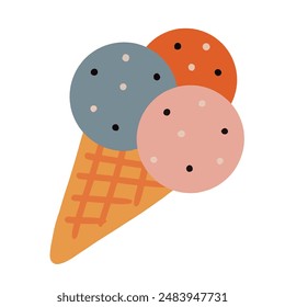 Vector hand drawn cartoon illustration cute ice cream cone