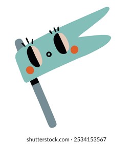 Vector dibujado a mano ilustración de dibujos animados linda bandera feliz con la cara de vuelta a la escuela