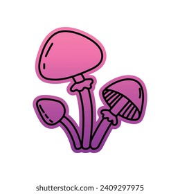 Vector Hand Drawn Cartoon Mushroom. Mushroom Illustration. Magic Mushroom Symbol, Design Template