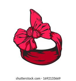 Vector hand drawn cartoon ribbon for head, isolated on white background, can be used for some pop art retro posters