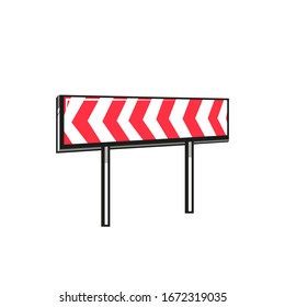 Vector hand drawn cartoon road sign, turn sign isolated on white background