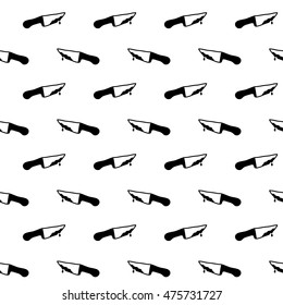 Vector hand drawn cartoon seamless pattern with knifes. Crime, murder theme. Black and white for paper, textile, polygraphy, game, web design