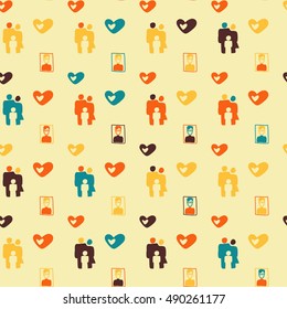 Vector hand drawn cartoon seamless parents and child pattern. Family theme. Colored family pattern for paper, textile, polygraphy, game, web design