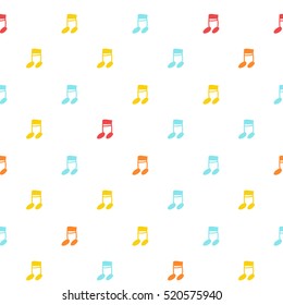 Vector hand drawn cartoon seamless pattern with note. Melody, song theme. Colored note pattern for paper, textile, polygraphy, game, web design