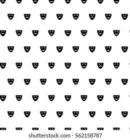 Vector hand drawn cartoon seamless pattern with comedy and drama mask. Cinema, theater theme. Black and white comedy and drama pattern for paper, textile, polygraphy, game, web design