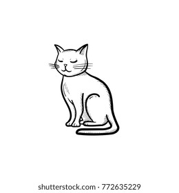 Vector hand drawn cat outline doodle icon. Cat sketch illustration for print, web, mobile and infographics isolated on white background.