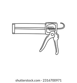 pistola de caldeo dibujada a mano del vector, pistola de silicona aislada en fondo blanco