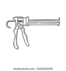 Vector hand drawn caulking gun, silicone gun isolated on white background