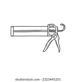Vector hand drawn caulking gun, silicone gun isolated on white background