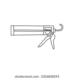 Vector hand drawn caulking gun, silicone gun isolated on white background