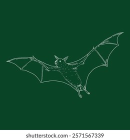 Vector Hand Drawn Chalk Sketch Bat Illustration