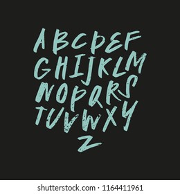 Vector hand drawn chalky font, letters set. ABC, alphabet. Clipart, isolated vector letters and decor elements