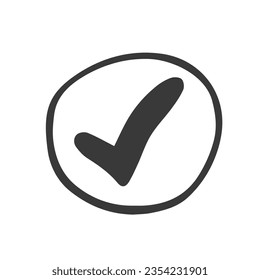 Vector hand drawn check (V) signs isolated on white background