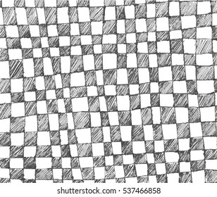 Vector hand drawn checkered pattern