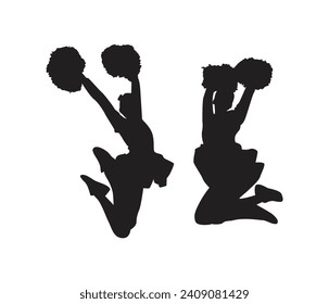 vector hand drawn cheerleader silhouettes 