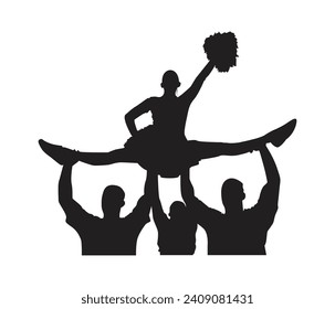vector hand drawn cheerleader silhouettes 