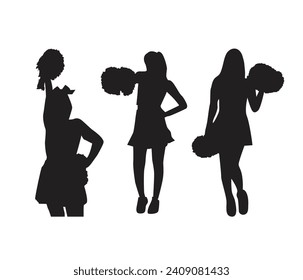 vector hand drawn cheerleader silhouettes 
