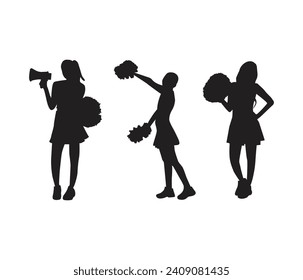 vector hand drawn cheerleader silhouettes 
