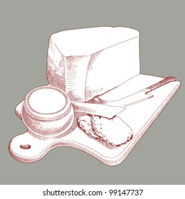 Vector Hand Drawn Cheese