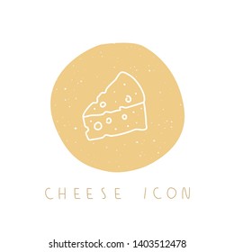 Vector hand drawn cheese icon for culinary project, blog or logo. Minimalistic culinary stories template