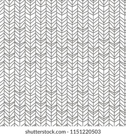 Vector hand drawn chevron seamless pattern isolated on white background.