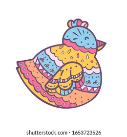 Vector hand drawn Chicken with doodle icon. Chicken sketch illustration for print, web, mobile and infographics isolated on white background.
