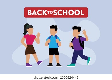 Vector of hand drawn children back to school 2d flat vector illustration