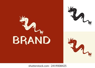 Logo del Dragón chino con mano de vectores