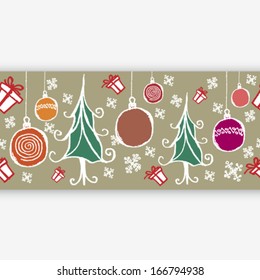 Vector hand drawn Christmas background illustration