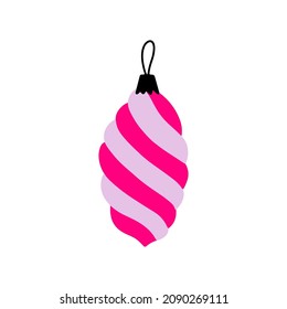 El vector dibujó la Navidad en baudible. Doodle decorativo Elementos de la bola de Navidad aislados en fondo blanco. Icono de Año Nuevo para diseño de invierno, ornamentación y tarjetas de felicitación. Decoración de un árbol de Navidad único
