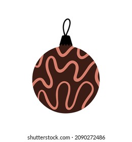 El vector dibujó la Navidad en baudible. Doodle decorativo Elementos de la bola de Navidad aislados en fondo blanco. Icono de Año Nuevo para diseño de invierno, ornamentación y tarjetas de felicitación. Decoración de un árbol de Navidad único