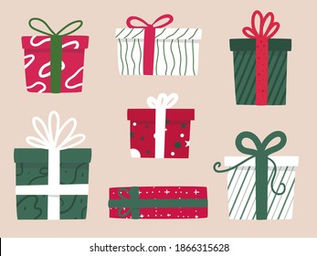 vECTOR Hand drawn christmas gift collection.