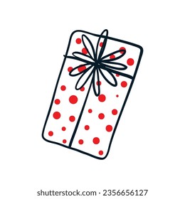 Vector hand drawn christmas gift on white background