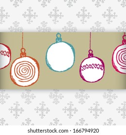 Vector hand drawn Christmas globes background illustration