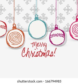 Vector hand drawn Christmas globes background illustration