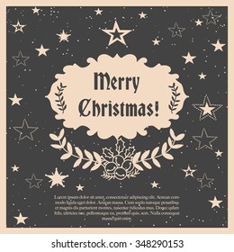 Vector hand drawn Christmas illustration. Christmas decoration. Merry Christmas and Happy New Year! Christmas Collection 2016.
