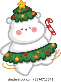 a vector of a hand drawn christmas polar bear theme