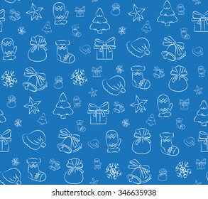 Vector Hand drawn Christmas seamless pattern