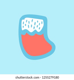 Vector hand drawn Christmas sock icon