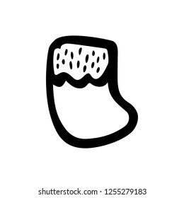 Vector hand drawn Christmas sock icon