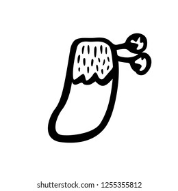 Vector hand drawn Christmas sock icon