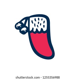 Vector hand drawn Christmas sock icon