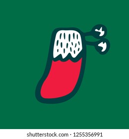 Vector hand drawn Christmas sock icon