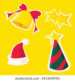Vector hand drawn christmas stiker set