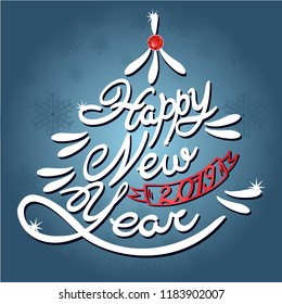 Vector hand drawn Christmas tree of holidays lettering 3