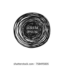 Vector hand drawn circle. Modern scribble element for logo design. Sketch doodle style