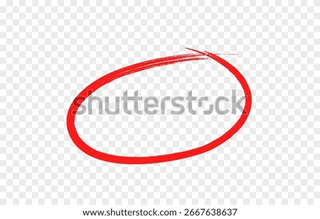 Vector hand drawn circle. Red hand drawn doodle or circle png. Red circle highlight.